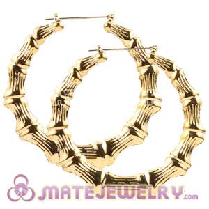 Wholesale 70mm Gold Basketball Wives Bamboo Hoop Earrings 