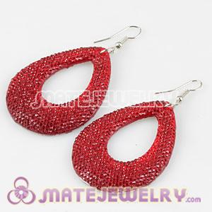 Wholesale Basketball Wives Bamboo Inspired Red Crystal  Earrings 