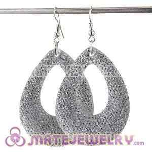 Wholesale Basketball Wives Bamboo Inspired White Crystal  Earrings 