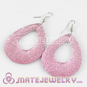 Wholesale Basketball Wives Bamboo Inspired Pink Crystal  Earrings 