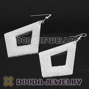 Basketball Wives Diamond Bamboo White Crystal Hoop Earrings Wholesale 