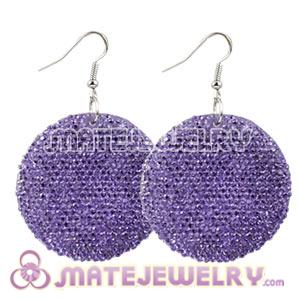 Wholesale Basketball Wives Round Bamboo Purple Crystal Hoop Earrings 