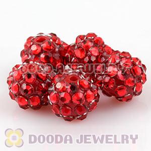 10mm Red Rhinestone Basketball Wives Resin Pave Beads Wholesale 