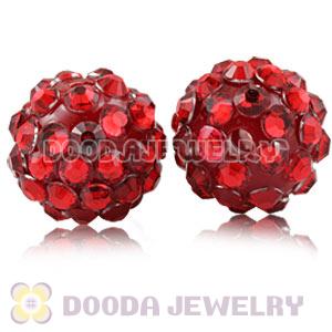 12mm Red Rhinestone Basketball Wives Resin Pave Beads Wholesale 