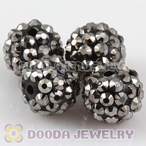 12mm Rhinestone Basketball Wives Grey Resin Pave Beads Wholesale 