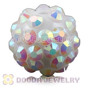 12mm Rhinestone Basketball Wives White Resin Pave Beads Wholesale 