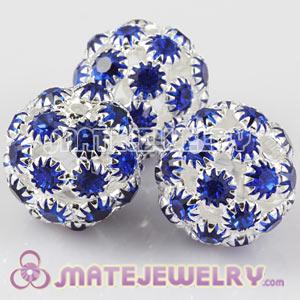 Wholesale 16mm Alloy Basketball Wives Blue Crystal Earring Beads 