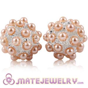 Wholesale 16mm Alloy Basketball Wives Beads With ABS Pearl 