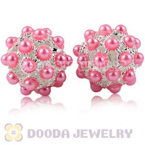 16mm Alloy Basketball Wives Beads With Pink ABS Pearl Wholesale 