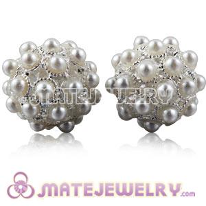 Wholesale 16mm Alloy Basketball Wives Beads With White ABS Pearl 