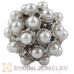 16mm Alloy Basketball Wives Beads With White ABS Pearl Wholesale 