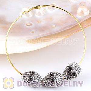 18×13mm Alloy Black Basketball Wives Crystal Skull Head Beads Wholesale 