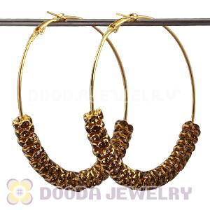 70mm Gold Basketball Wives Crystal Spacer Hoop Earrings Wholesale 