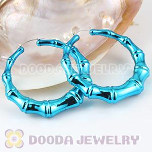 Wholesale Bamboo Earrings 80mm Blue Hoop Earrings