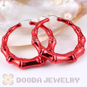 Wholesale 80mm Red Basketball Wives Bamboo Hoop Earrings 