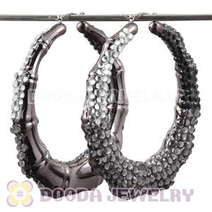 Cheap 80mm Basketball Wives Bamboo Crystal Hoop Earrings Wholesale
