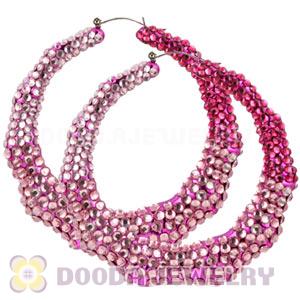80mm Red Basketball Wives Bamboo Crystal Hoop Earrings Wholesale