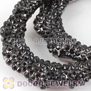 Cheap 80mm Black Basketball Wives Bamboo Crystal Hoop Earrings Wholesale