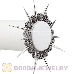 14mm Black Rhinestone Beads Basketball Wives Inspired Spike Bracelets Wholesale