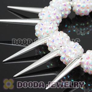 12mm White Resin Beads Basketball Wives Inspired Spike Bracelets Wholesale