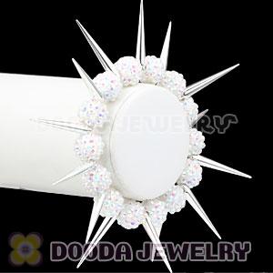 12mm White Resin Beads Basketball Wives Inspired Spike Bracelets Wholesale