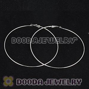 80mm Silver Plated Basketball Wives Plain Hoop Earrings Wholesale