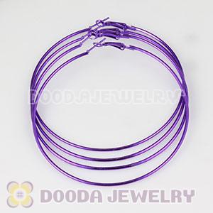 80mm Plated Purple Basketball Wives Plain Hoop Earrings Wholesale
