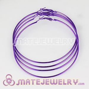Wholesale 80mm Basketball Wives Plated Purple Plain Hoop Earrings