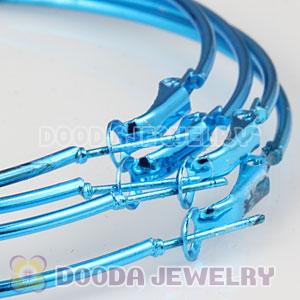 80mm Plated Blue Basketball Wives Plain Hoop Earrings Wholesale