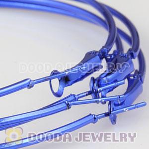 80mm Plated Blue Basketball Wives Plain Hoop Earrings Wholesale