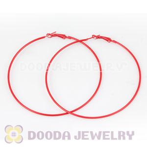 80mm Plated Red Basketball Wives Plain Hoop Earrings Wholesale