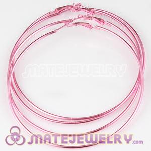 Wholesale 90mm Pink Plated Basketball Wives Plain Hoop Earrings