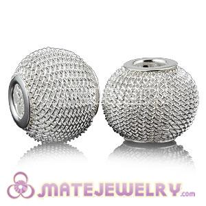 Wholesale 18mm Silver Basketball Wives Mesh Beads For Hoop Earrings 