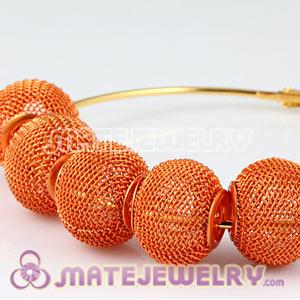 Wholesale 18mm Orange Basketball Wives Mesh Beads For Hoop Earrings 