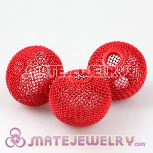 Wholesale 25mm Red Basketball Wives Mesh Ball Beads 