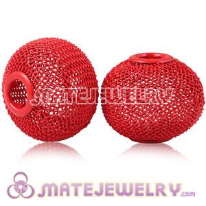Wholesale 30mm Red Basketball Wives Mesh Ball Beads 
