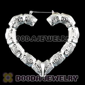 65×70mm Platinum Plated Basketball Wives Heart Bamboo Hoop Earrings Wholesale 