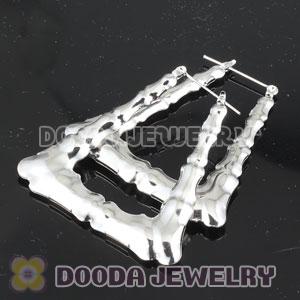 50×40mm Platinum Plated Basketball Wives Bamboo Door Knocker Earrings Wholesale 