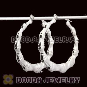60mm Platinum Plated Basketball Wives Bamboo Hoop Earrings Wholesale 