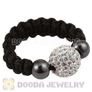 White Czech Crystal Handmade Style Macrame Rings Wholesale