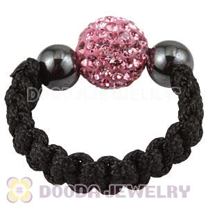 Pink Czech Crystal Handmade Style Macrame Rings Wholesale