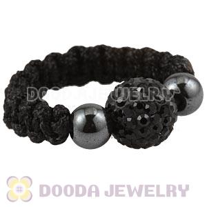 Black Czech Crystal Handmade Style Macrame Rings Wholesale