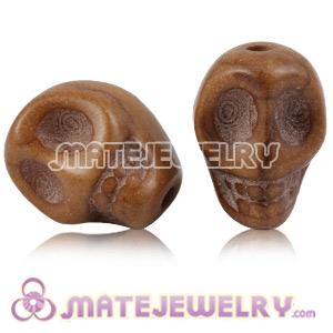 11×12mm Sambarla Style  Brown Turquoise Skull Head Ball Beads 