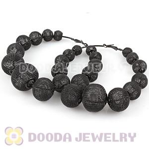 90mm Black Basketball Wives Mesh Hoop Earrings Wholesale