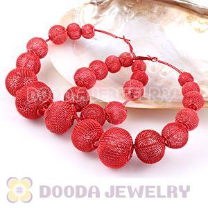 90mm Red Basketball Wives Mesh Hoop Earrings Wholesale