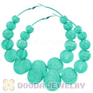 90mm Blue Basketball Wives Mesh Hoop Earrings Wholesale