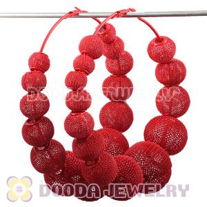 90mm Red Basketball Wives Mesh Hoop Earrings Wholesale
