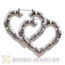 65×70mm Basketball Wives Black Heart Bamboo Hoop Earrings Wholesale