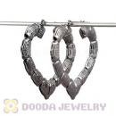 65×60mm Basketball Wives Black Bamboo Heart Hoop Earrings Wholesale