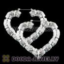 65×60mm Platinum Plated Basketball Wives Bamboo Heart Hoop Earrings Wholesale